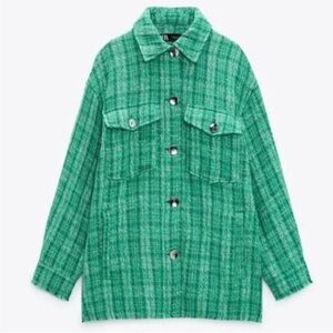 NWOT Zara Green Plaid Shacket